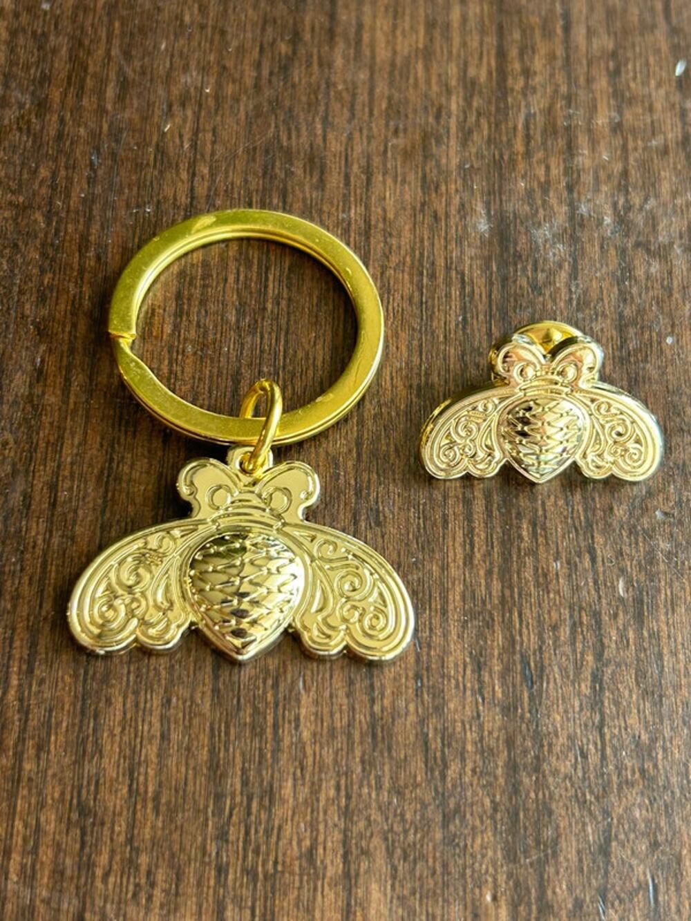 New patron gold bee key chain and hat pin
